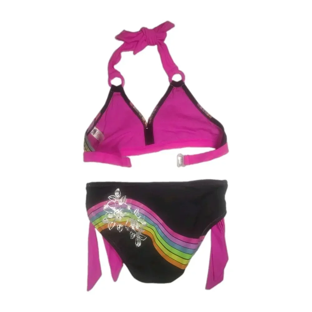 New Girls Justice Youth Size 8 Swimsuit Two Piece Bathing Suit Swim Fast Ship